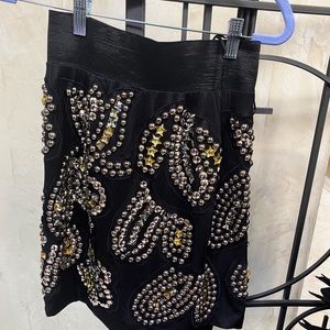 NWOT Skirt Embellished with Studs and Black Diamond Crystals